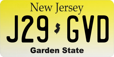 NJ license plate J29GVD