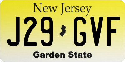 NJ license plate J29GVF