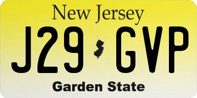 NJ license plate J29GVP