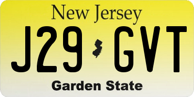 NJ license plate J29GVT