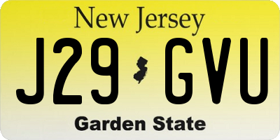 NJ license plate J29GVU