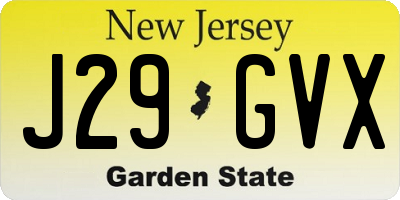 NJ license plate J29GVX