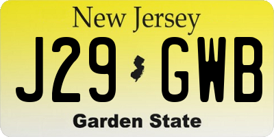 NJ license plate J29GWB