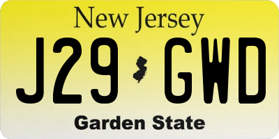 NJ license plate J29GWD