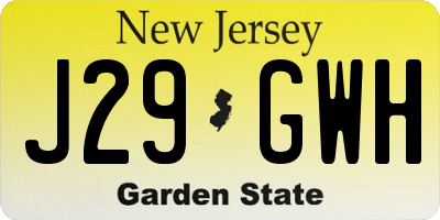 NJ license plate J29GWH