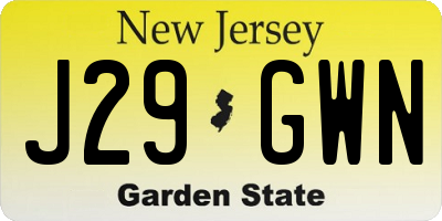 NJ license plate J29GWN
