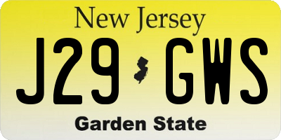 NJ license plate J29GWS