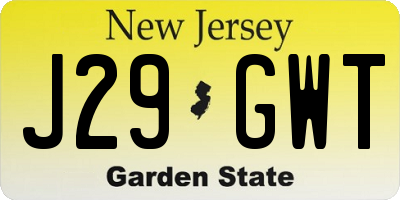 NJ license plate J29GWT