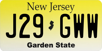 NJ license plate J29GWW