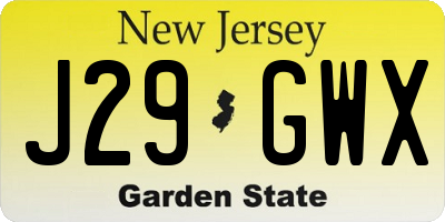 NJ license plate J29GWX