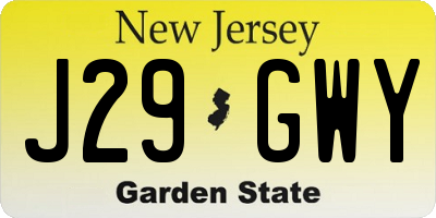 NJ license plate J29GWY