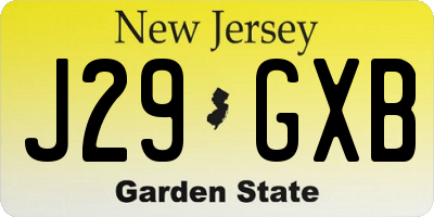 NJ license plate J29GXB