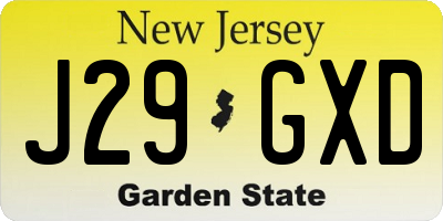 NJ license plate J29GXD