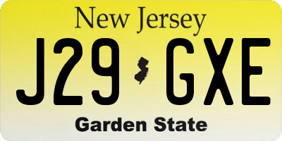 NJ license plate J29GXE