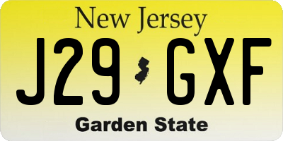 NJ license plate J29GXF