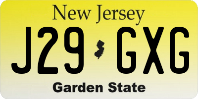 NJ license plate J29GXG