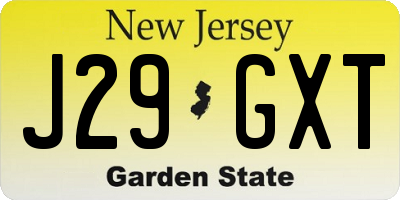 NJ license plate J29GXT