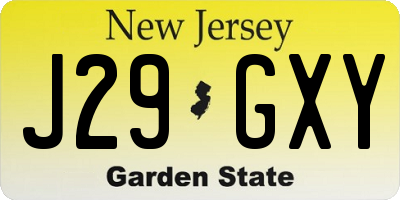 NJ license plate J29GXY