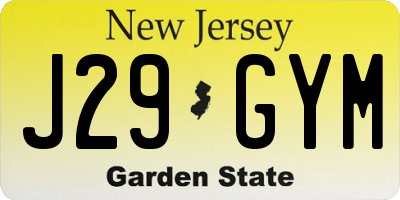 NJ license plate J29GYM
