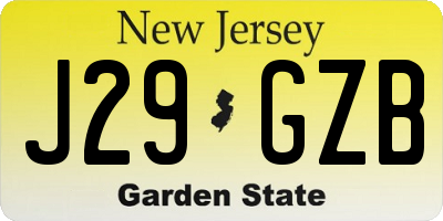NJ license plate J29GZB