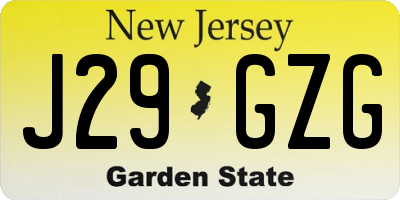 NJ license plate J29GZG