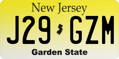 NJ license plate J29GZM