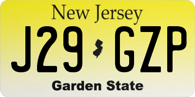 NJ license plate J29GZP