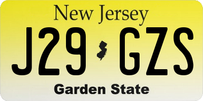NJ license plate J29GZS