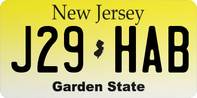NJ license plate J29HAB