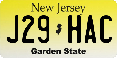 NJ license plate J29HAC