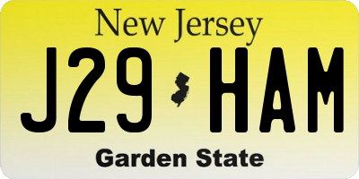 NJ license plate J29HAM