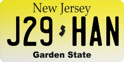 NJ license plate J29HAN