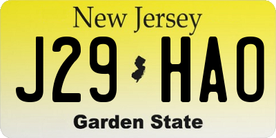NJ license plate J29HAO
