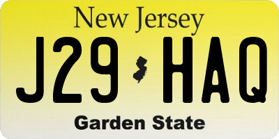 NJ license plate J29HAQ