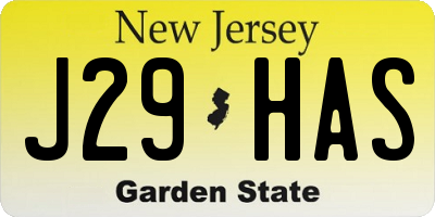 NJ license plate J29HAS