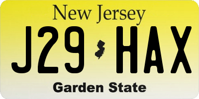 NJ license plate J29HAX