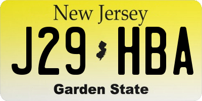 NJ license plate J29HBA