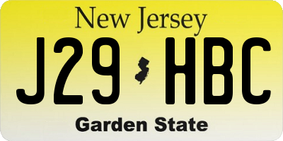 NJ license plate J29HBC