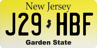 NJ license plate J29HBF