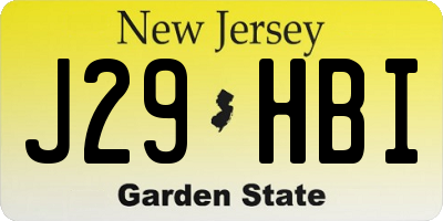 NJ license plate J29HBI