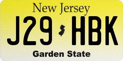 NJ license plate J29HBK
