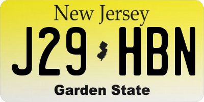 NJ license plate J29HBN
