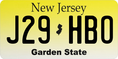 NJ license plate J29HBO