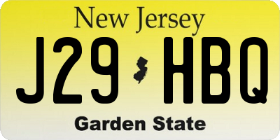 NJ license plate J29HBQ