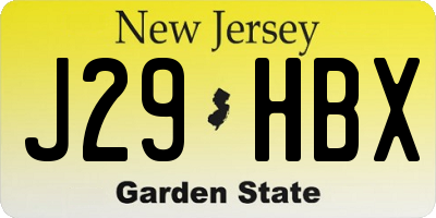 NJ license plate J29HBX