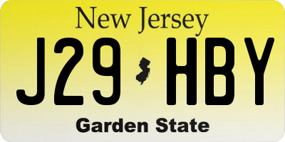 NJ license plate J29HBY