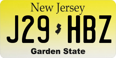 NJ license plate J29HBZ