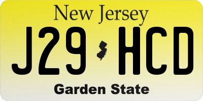 NJ license plate J29HCD