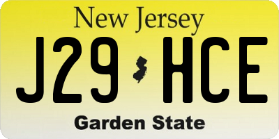 NJ license plate J29HCE