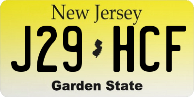 NJ license plate J29HCF
